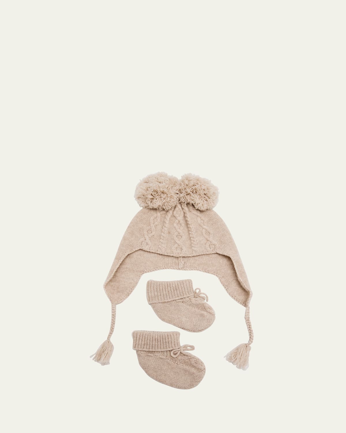 Kid's Benny Cable Hat & Booties Set, Size 3M-24M