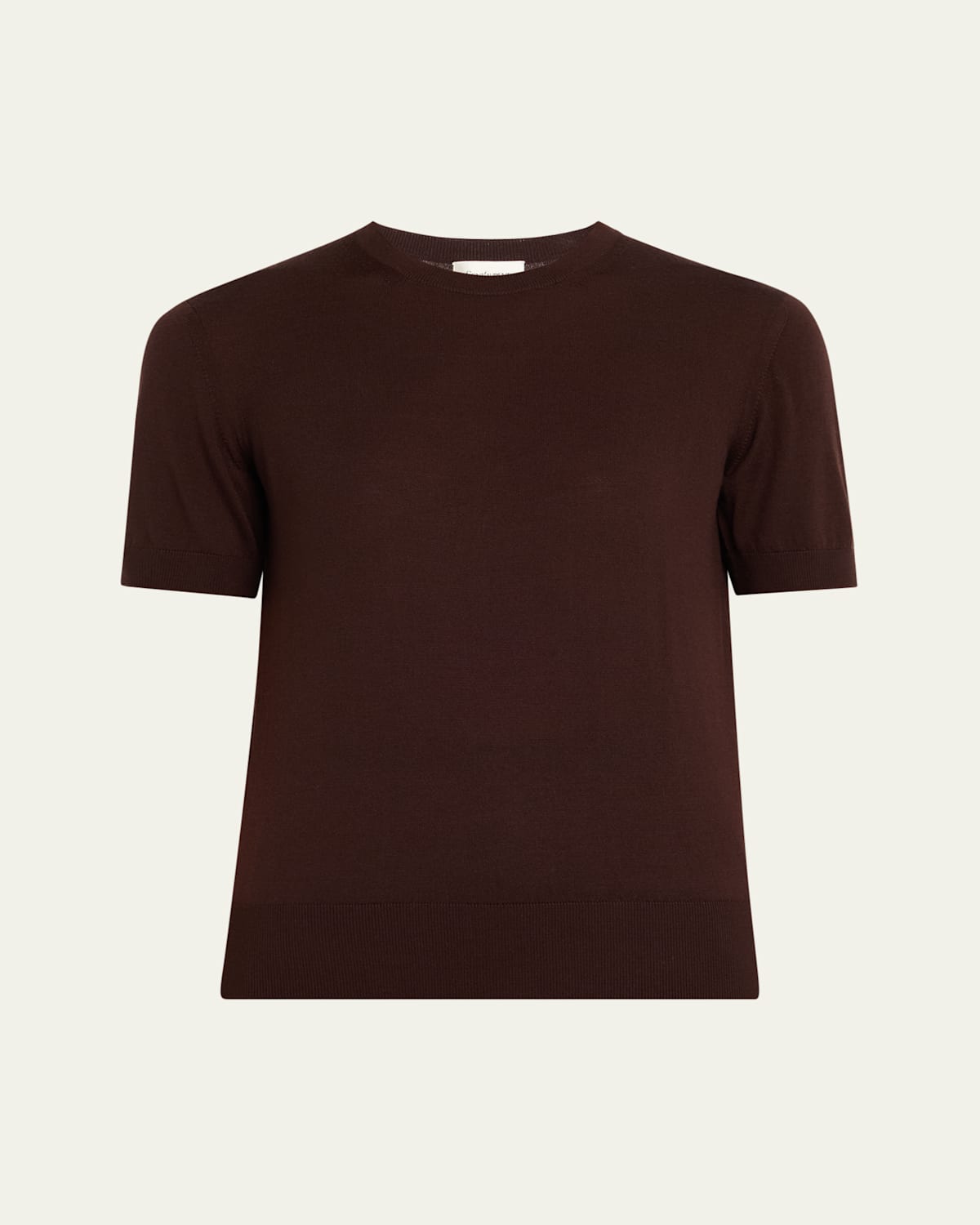 Saint Laurent Cashmere Short-sleeve Crewneck Sweater In Burgundy