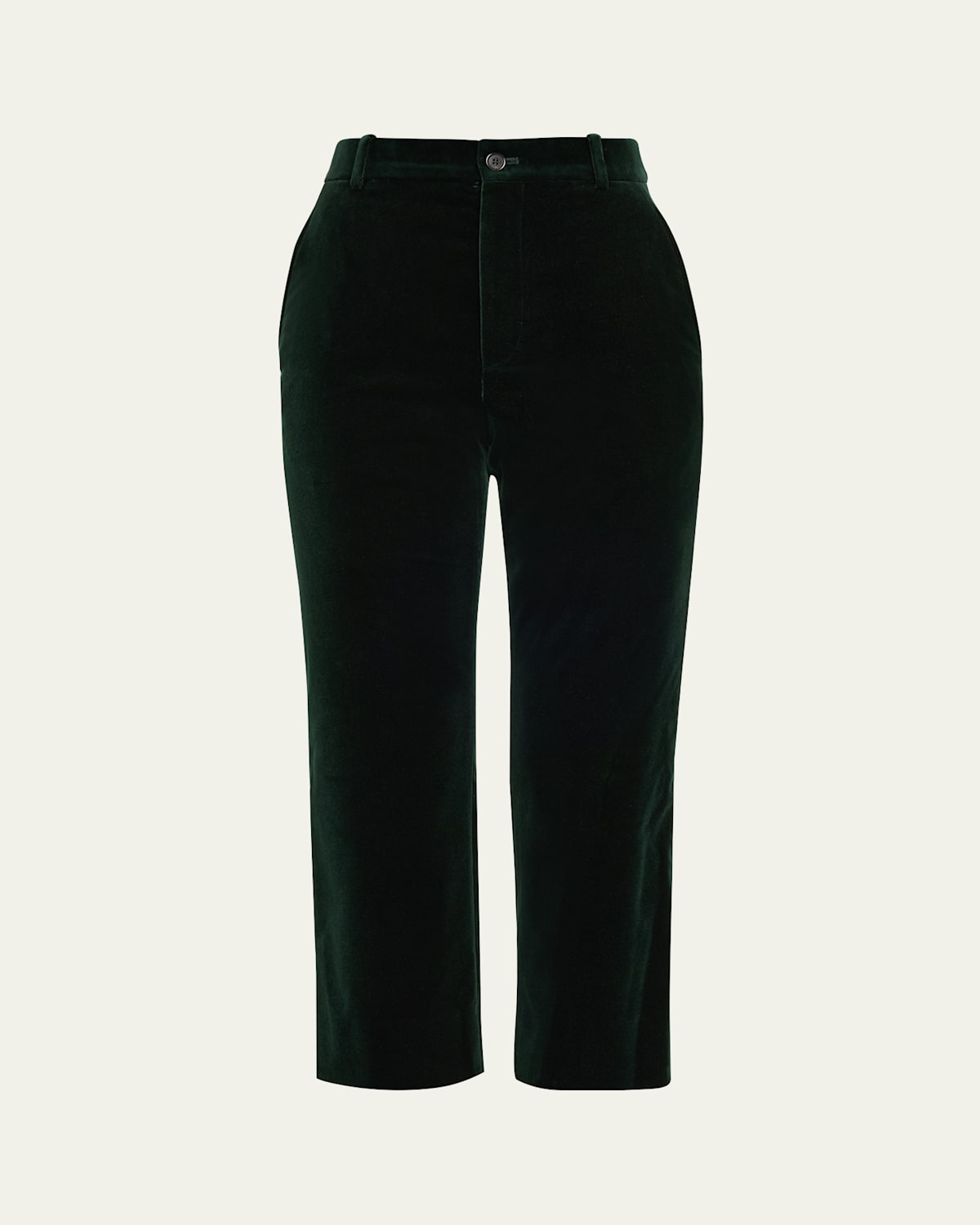 Saint Laurent Cropped Cotton-velvet Slim-leg Pants In Black