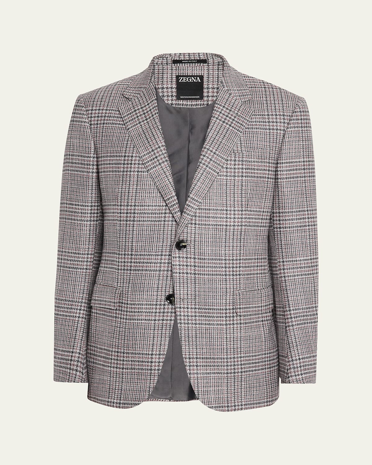 Men's Glen Plaid Winter Crossover Single-Breasted Sport Coat