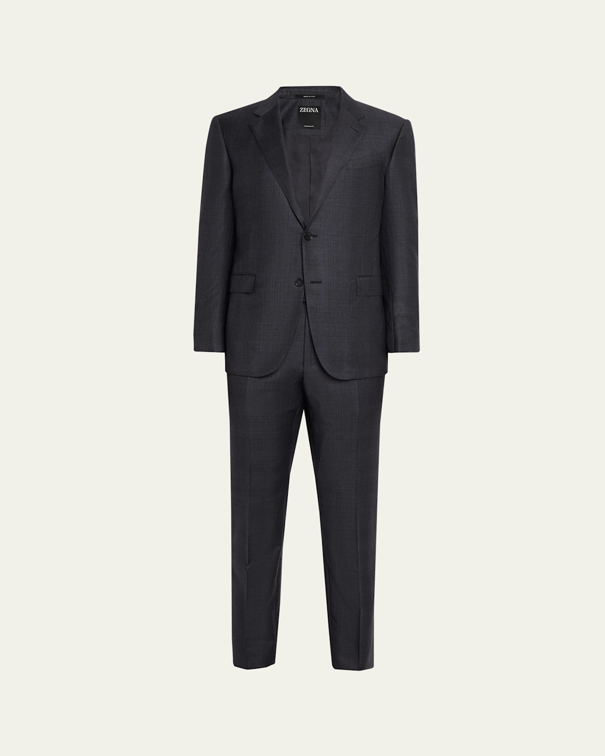 Men's Wool Windowpane Plaid Two-Piece Suit