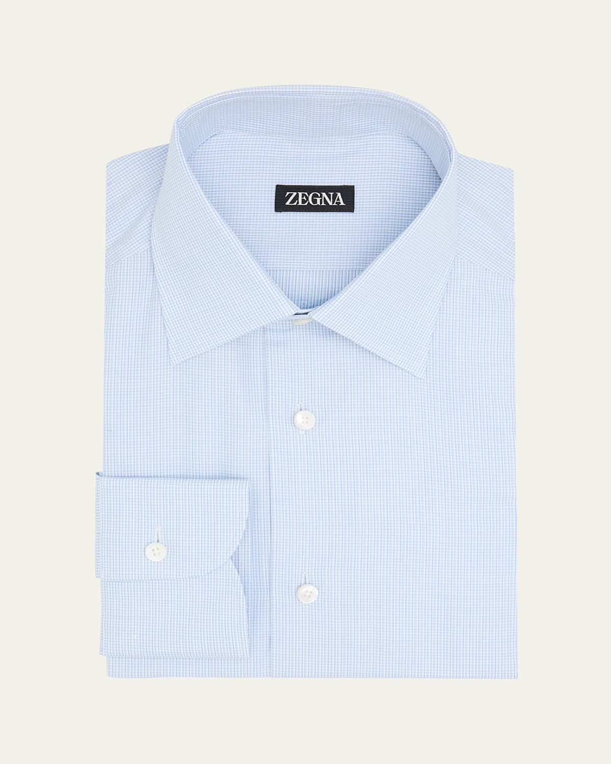 Men's Cotton Mini-Plaid Dress Shirt