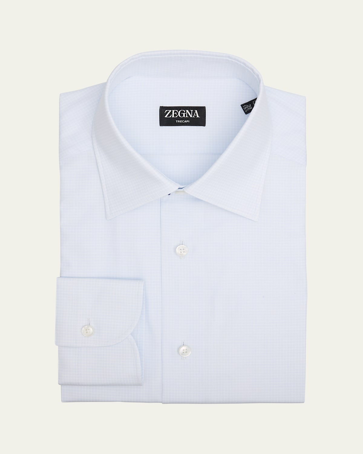 Men's Trecapi Cotton Grid Check Dress Shirt