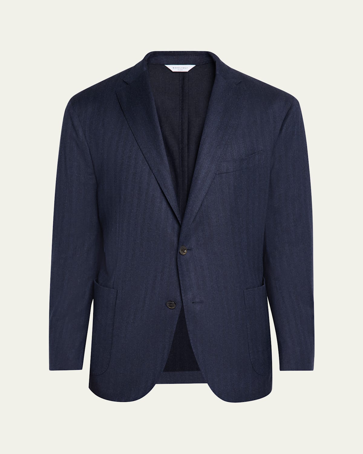Men's Wool and Silk Herringbone Notch-Lapel Sport Coat