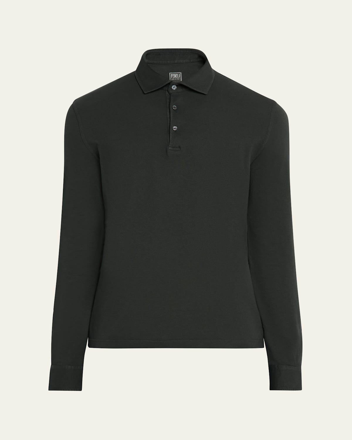 Men's Giza Cotton Long-Sleeve Pique Polo Shirt