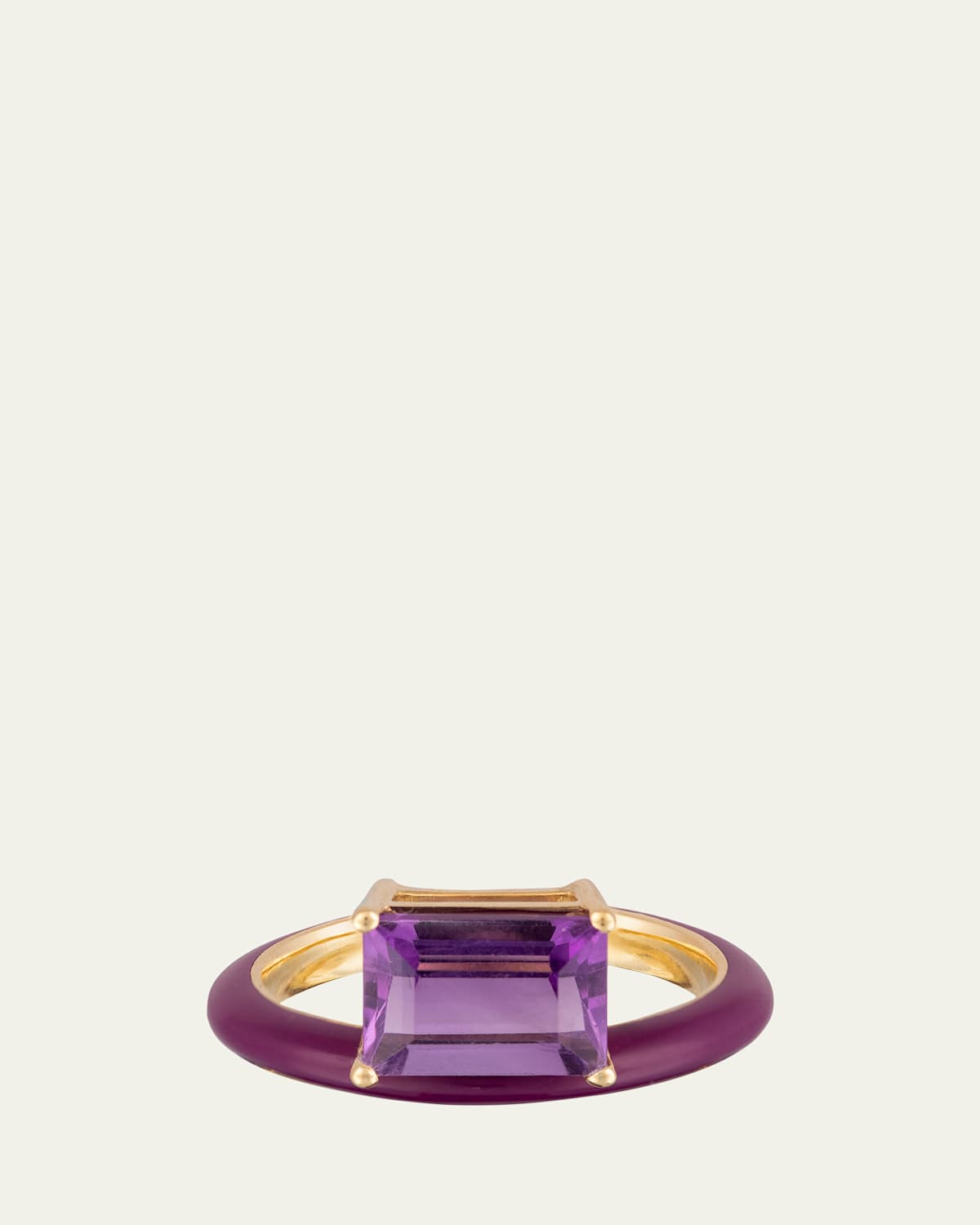 Silvia Furmanovich 18K Yellow Gold Purple Ceramic Ring with Amethyst