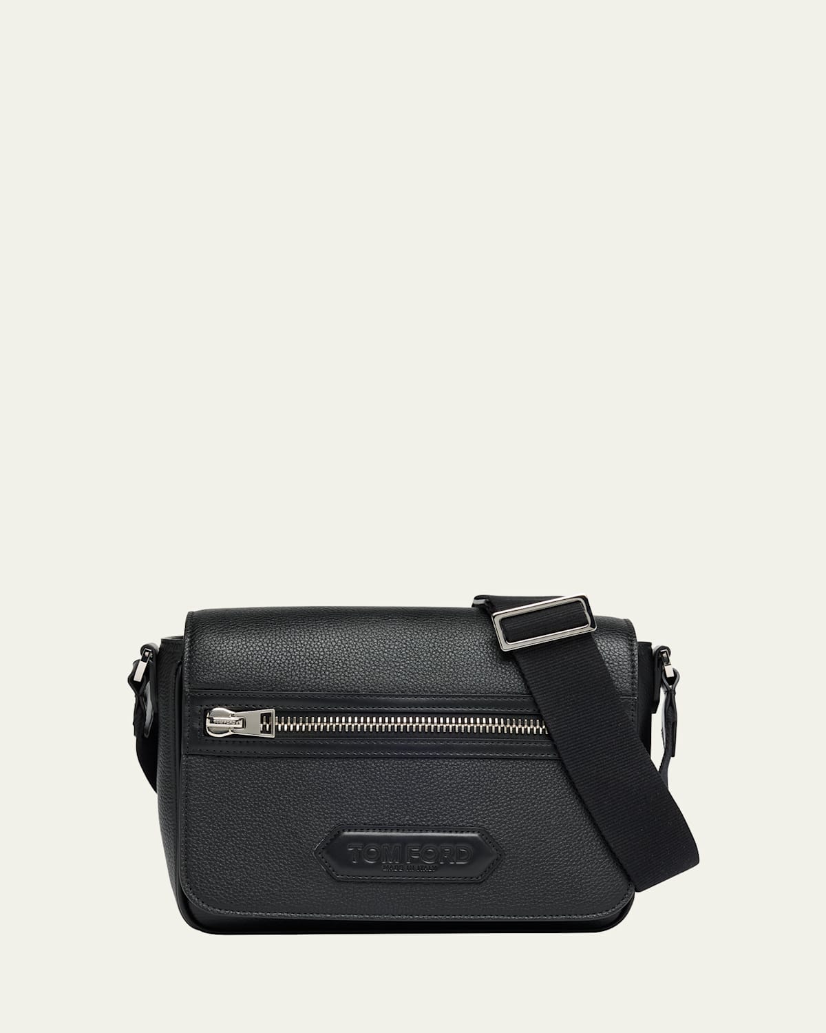 Tom Ford Men's Soft Grain Leather Flap Messenger Bag