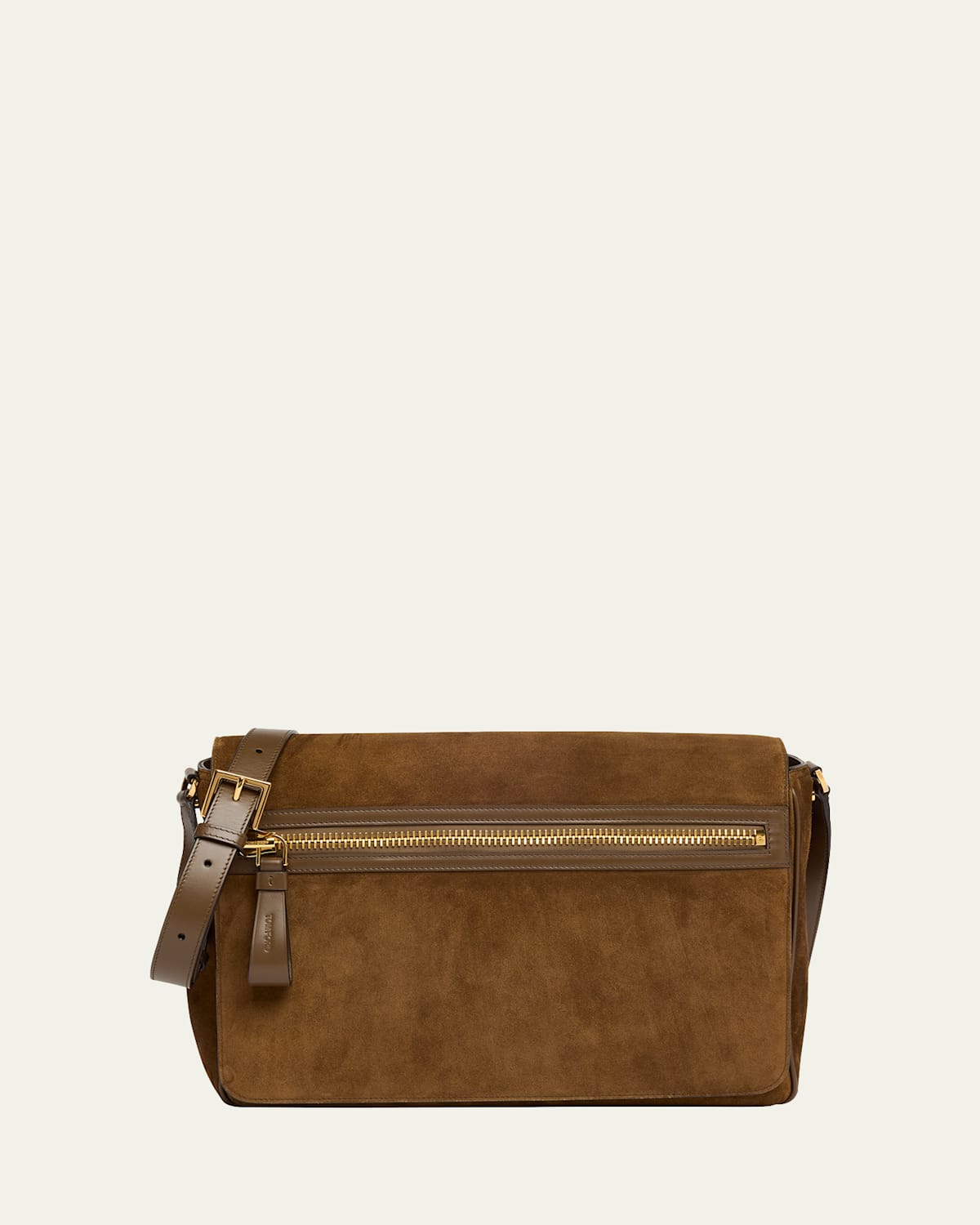 Tom Ford Men's Buckley Suede Large Flap Messenger Bag
