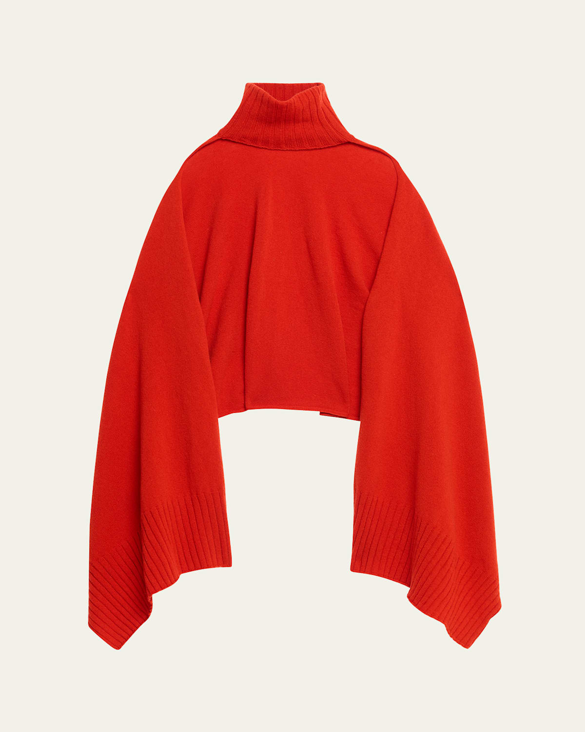 Issey Miyake Turtleneck Knit Wool Cape In Red