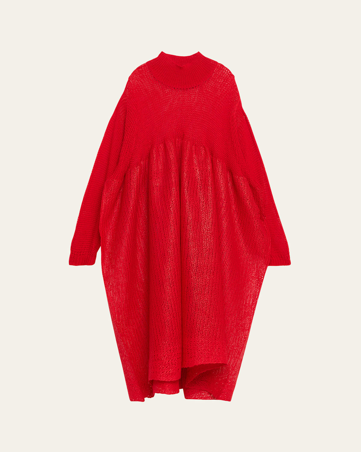 Issey Miyake Long-sleeve Sculpted Knit Maxi Dress In Red