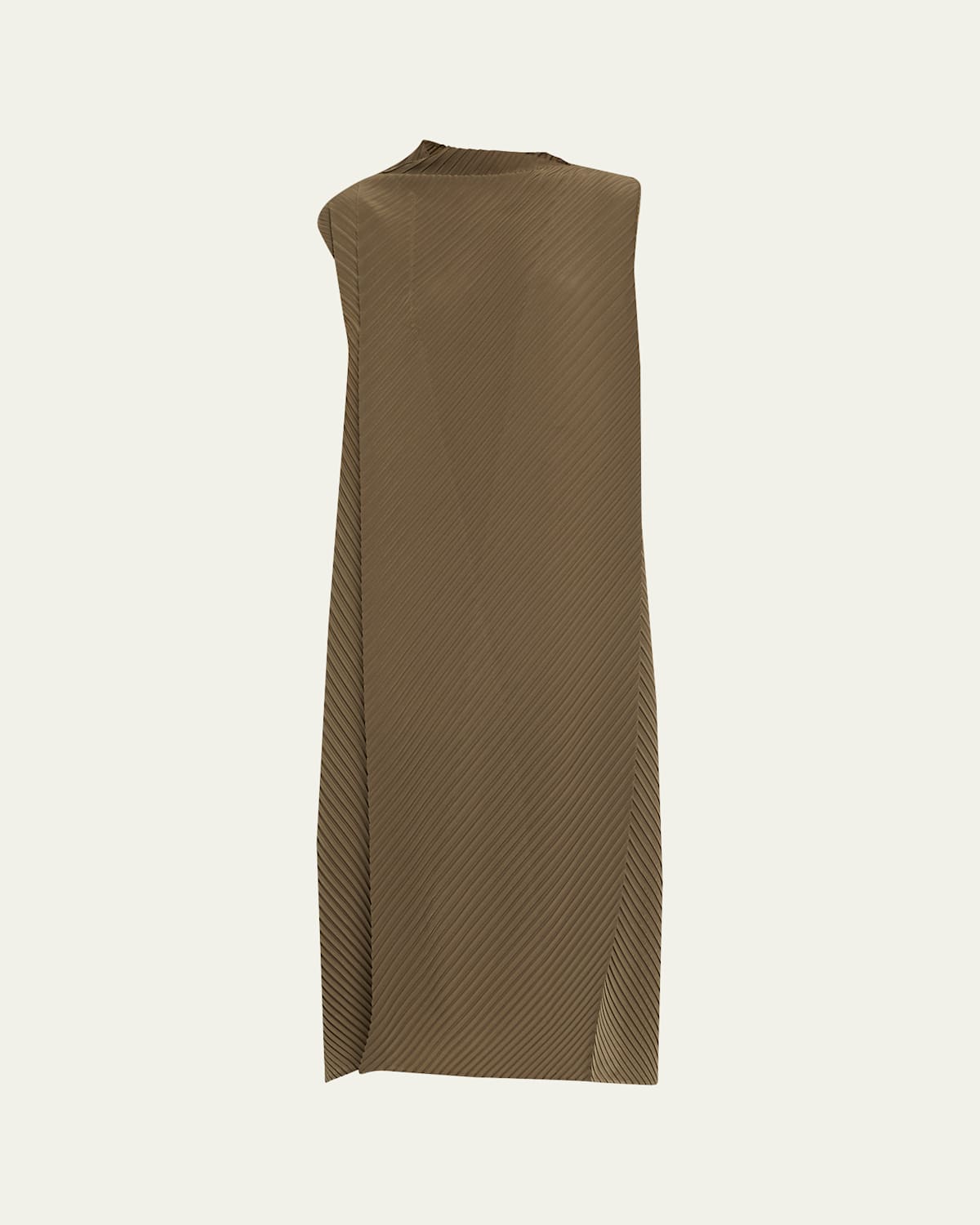 Issey Miyake Soft Fold Pleats Sleeveless Midi Dress In Green