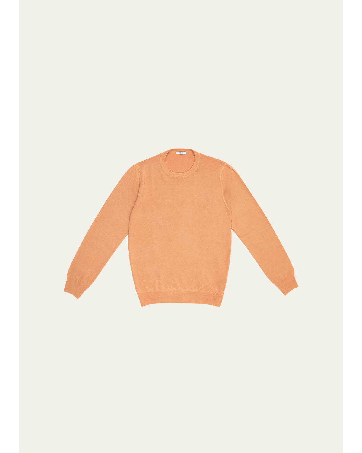 Boglioli Men's Virgin Wool Solid Crewneck Sweater In Orange