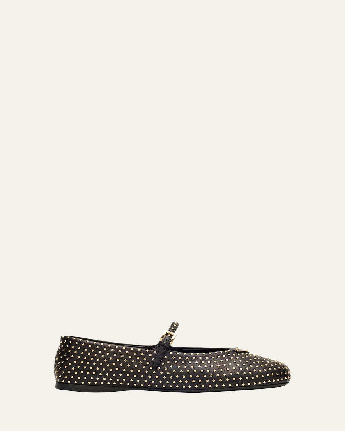 Prada Embellished Leather Mary Jane Ballerina Flats In Black