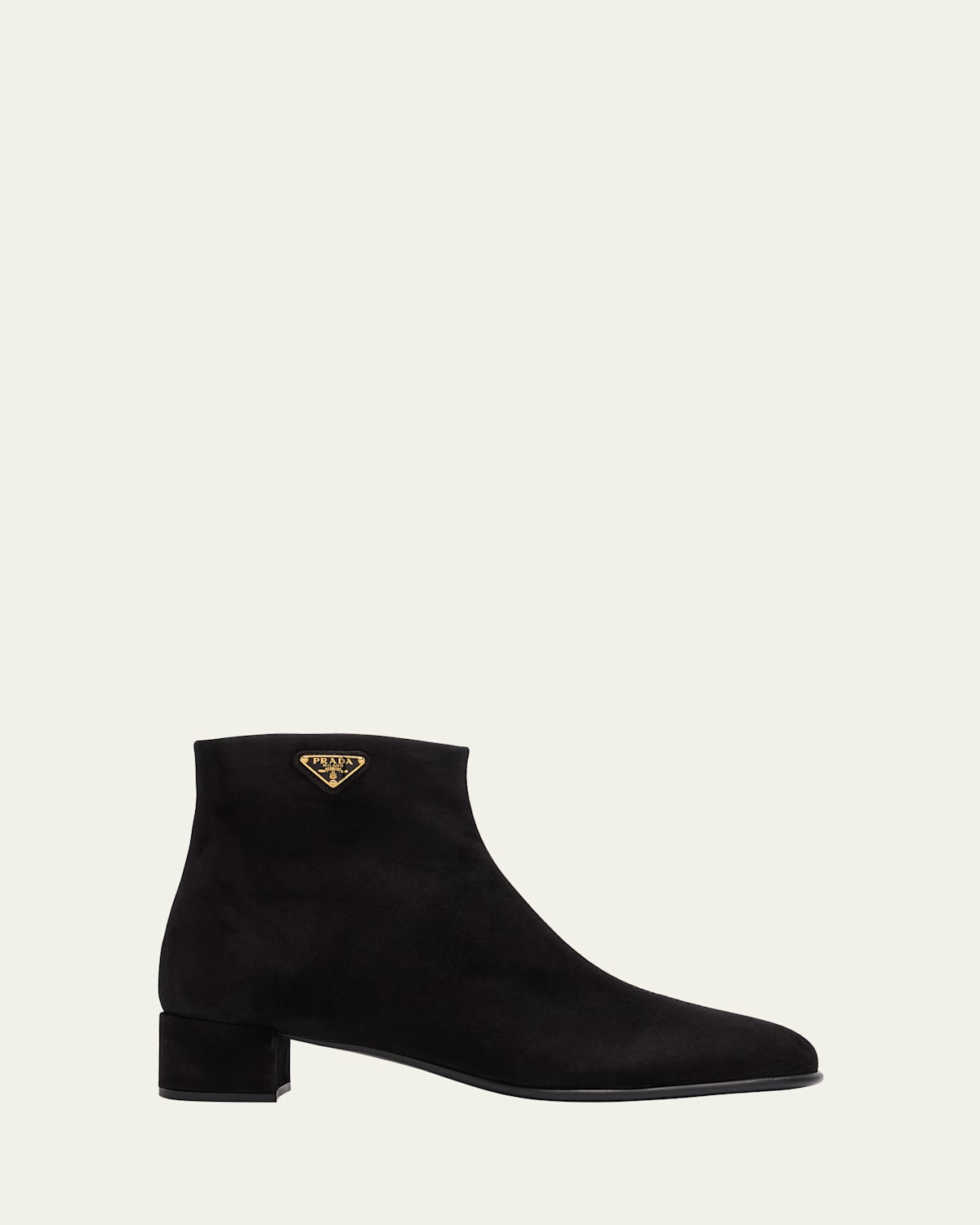 Prada Suede Ankle Booties In Black