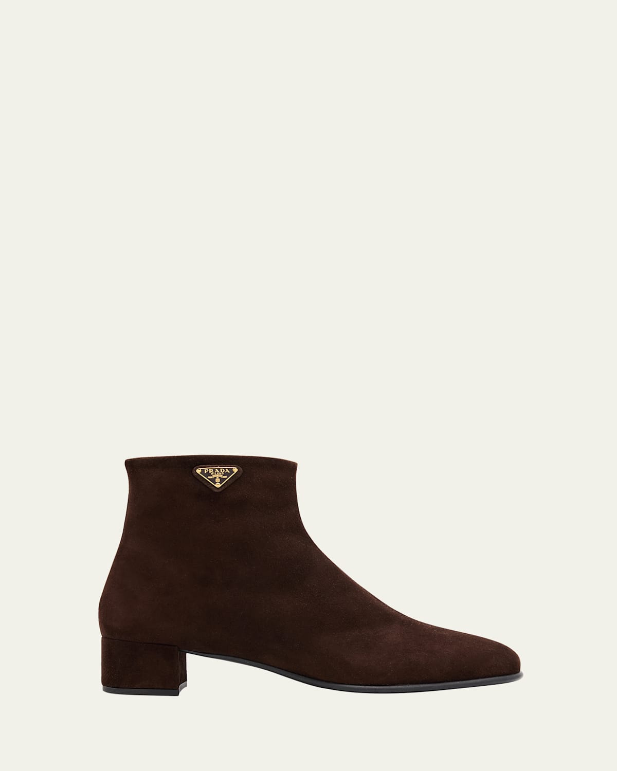 Prada Suede Ankle Booties In Brown