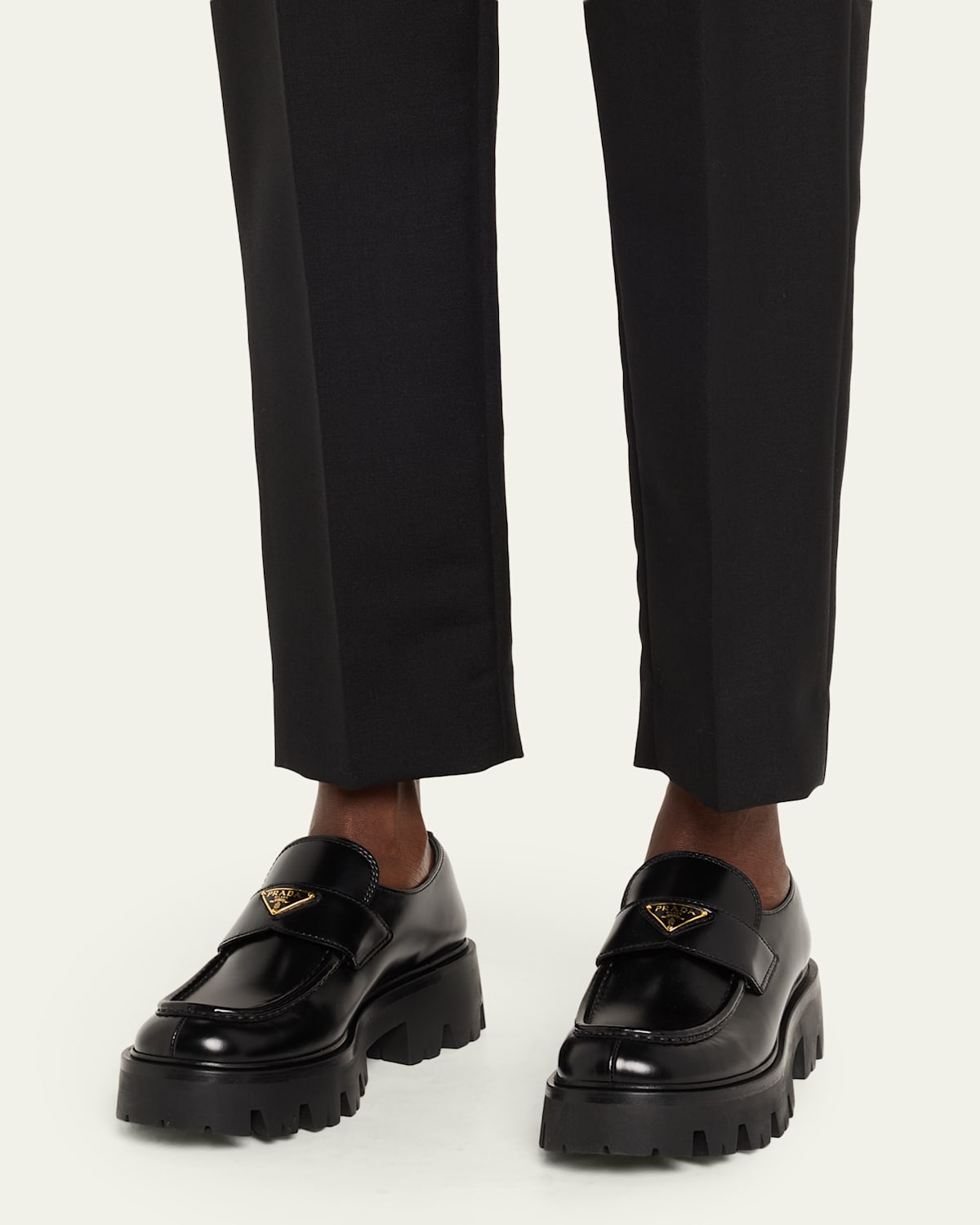 Platform Leather Triangle Loafers