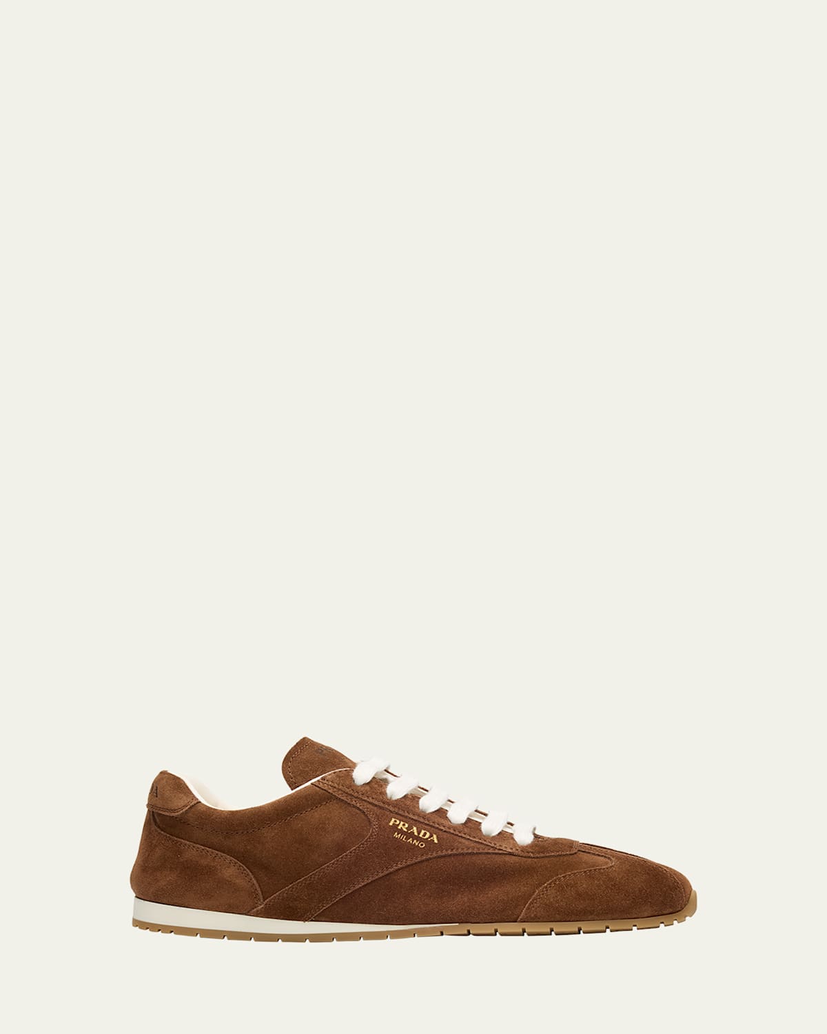 Prada Suede Low-top Sneakers In Brown