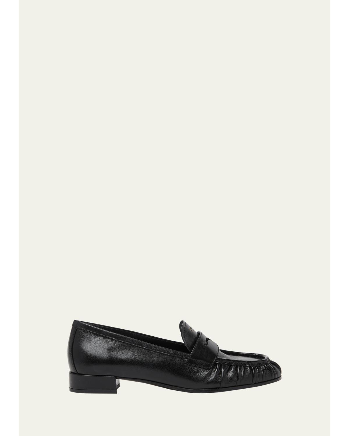 Ruched Leather Loafers