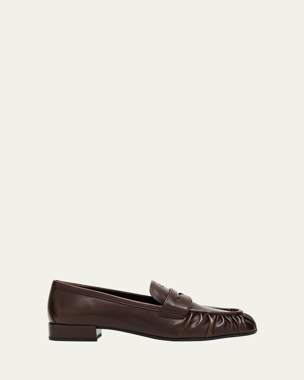 Prada Stylish Loafers Featuring Ruched Detailing In Brown
