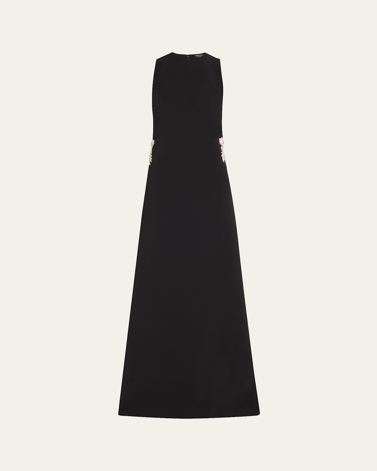 Reem Acra Embellished Heavy Crepe Cady Sleeveless Maxi Dress In Black