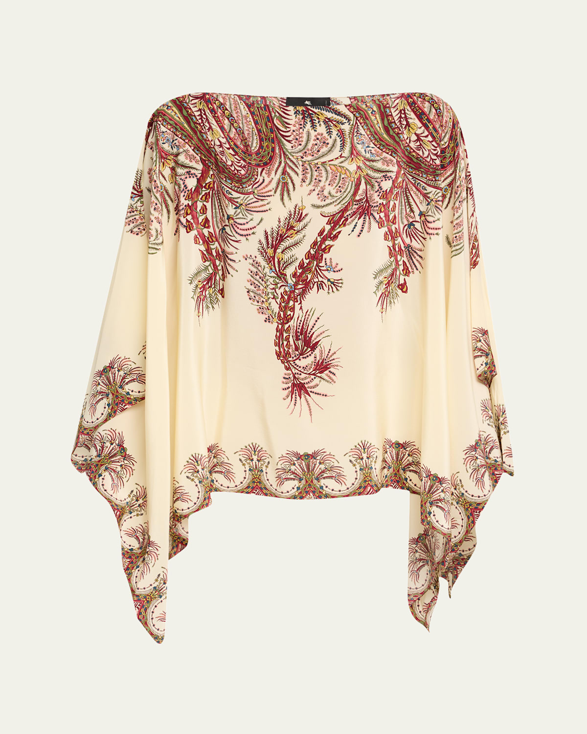 Etro Printed Silk Poncho In Multi