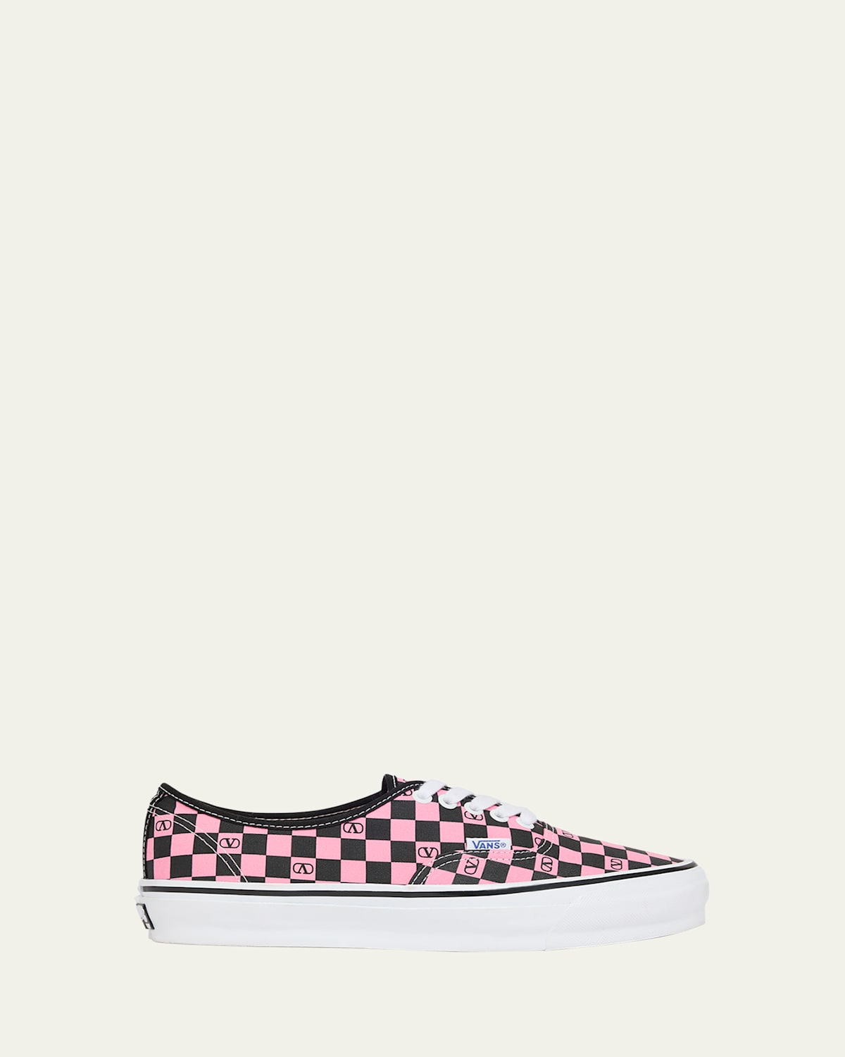 Valentino Garavani And Vans Low-top Trainer In Fabric With Vlogo Checkerboard Print In Pink