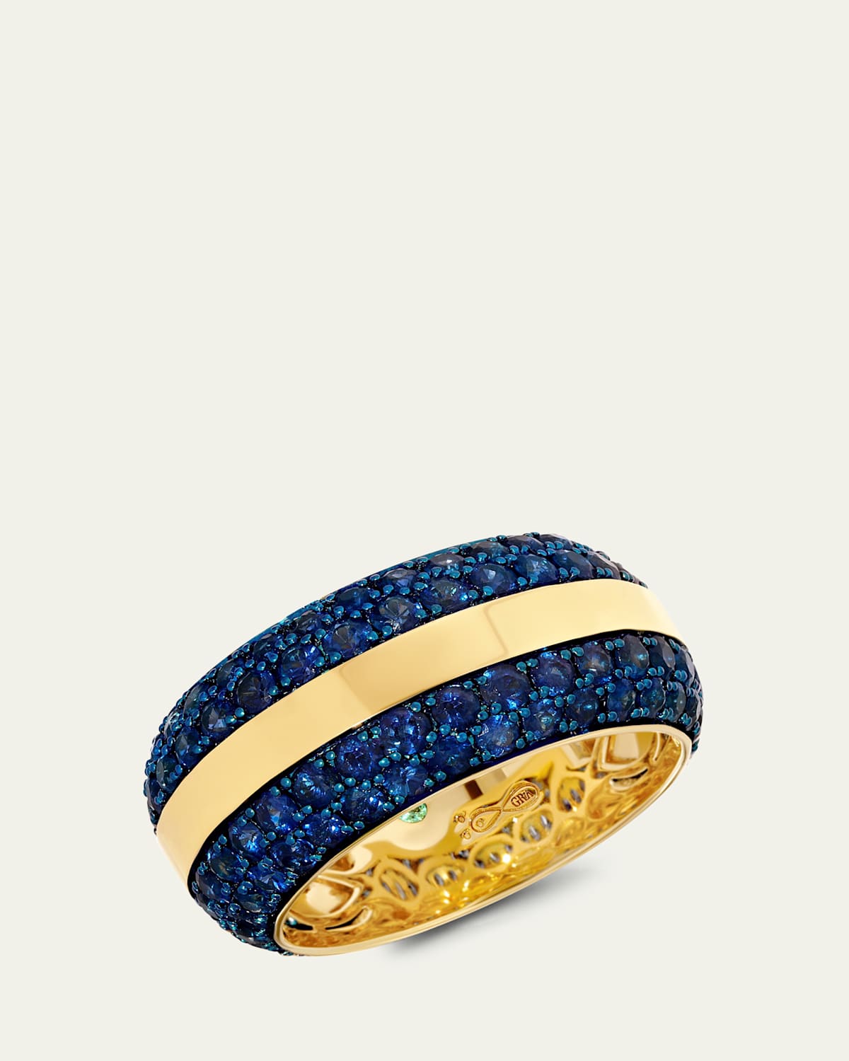 18K Yellow Gold Blue Sapphire Band Ring