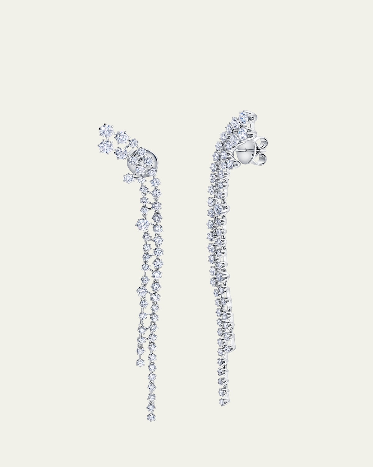 18K White Gold Floating Diamond Drop Earrings