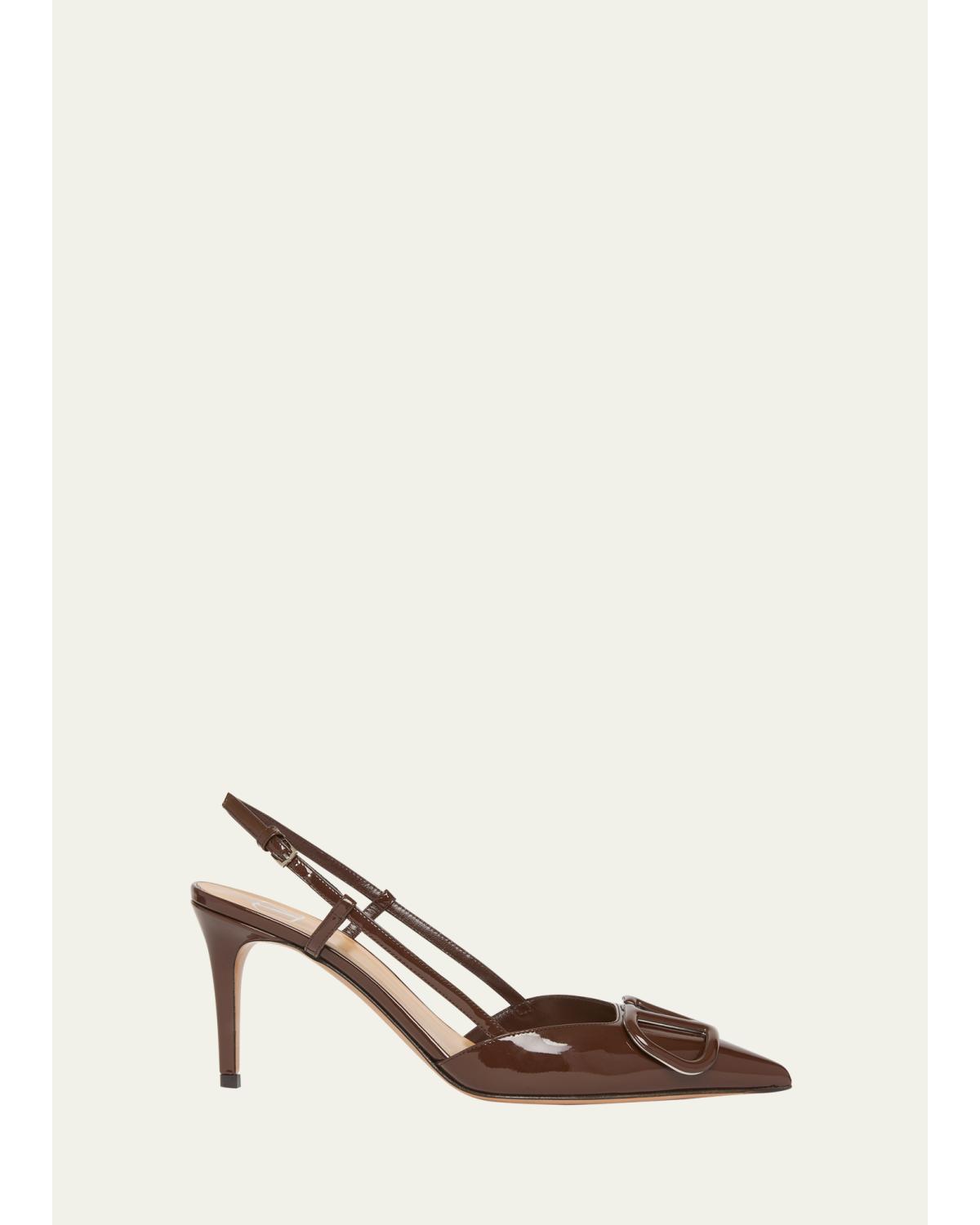 VLogo Signature Patent Leather Slingback Pumps