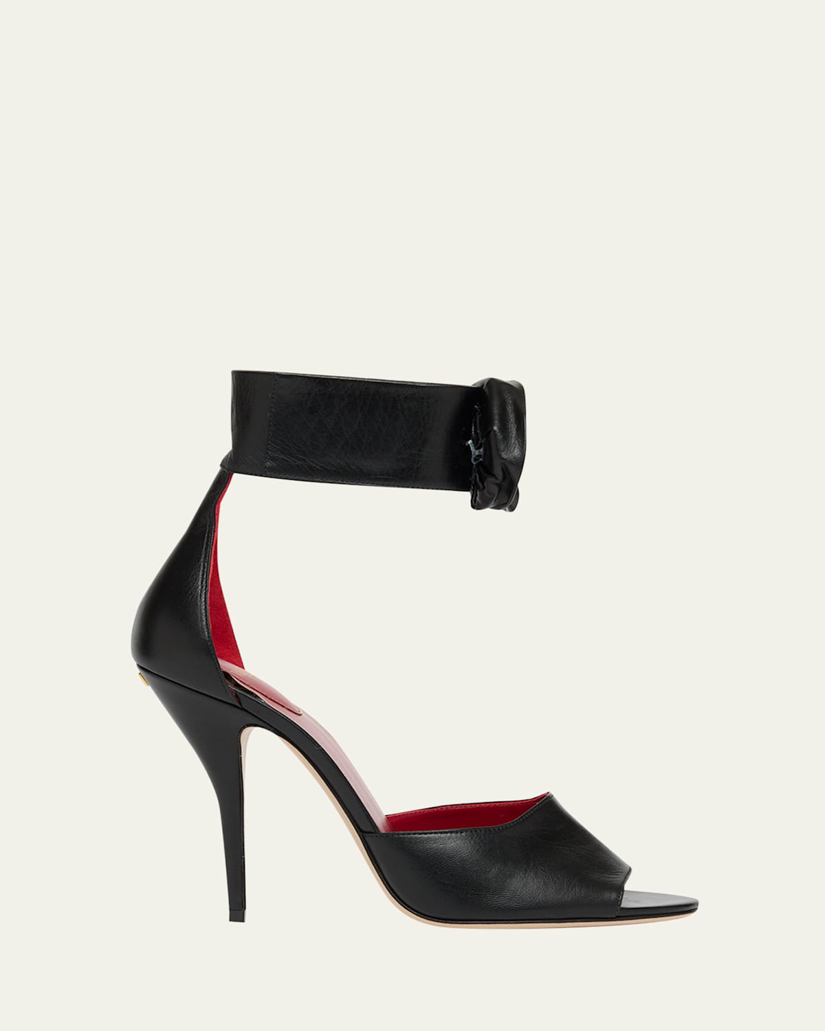 Valentino Garavani Embellished Rose Leather Sandals In Black