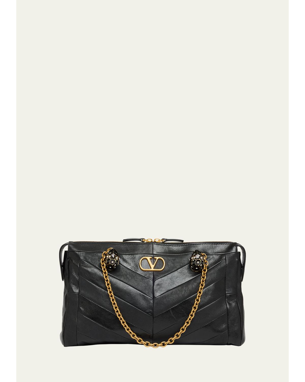 Panthea Medium Patchwork Chevron Shoulder Bag
