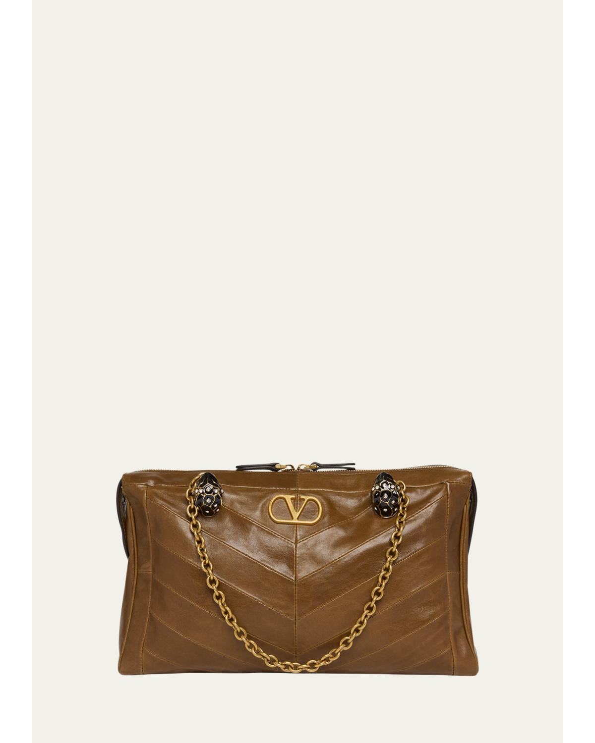 Panthea Medium Patchwork Chevron Shoulder Bag