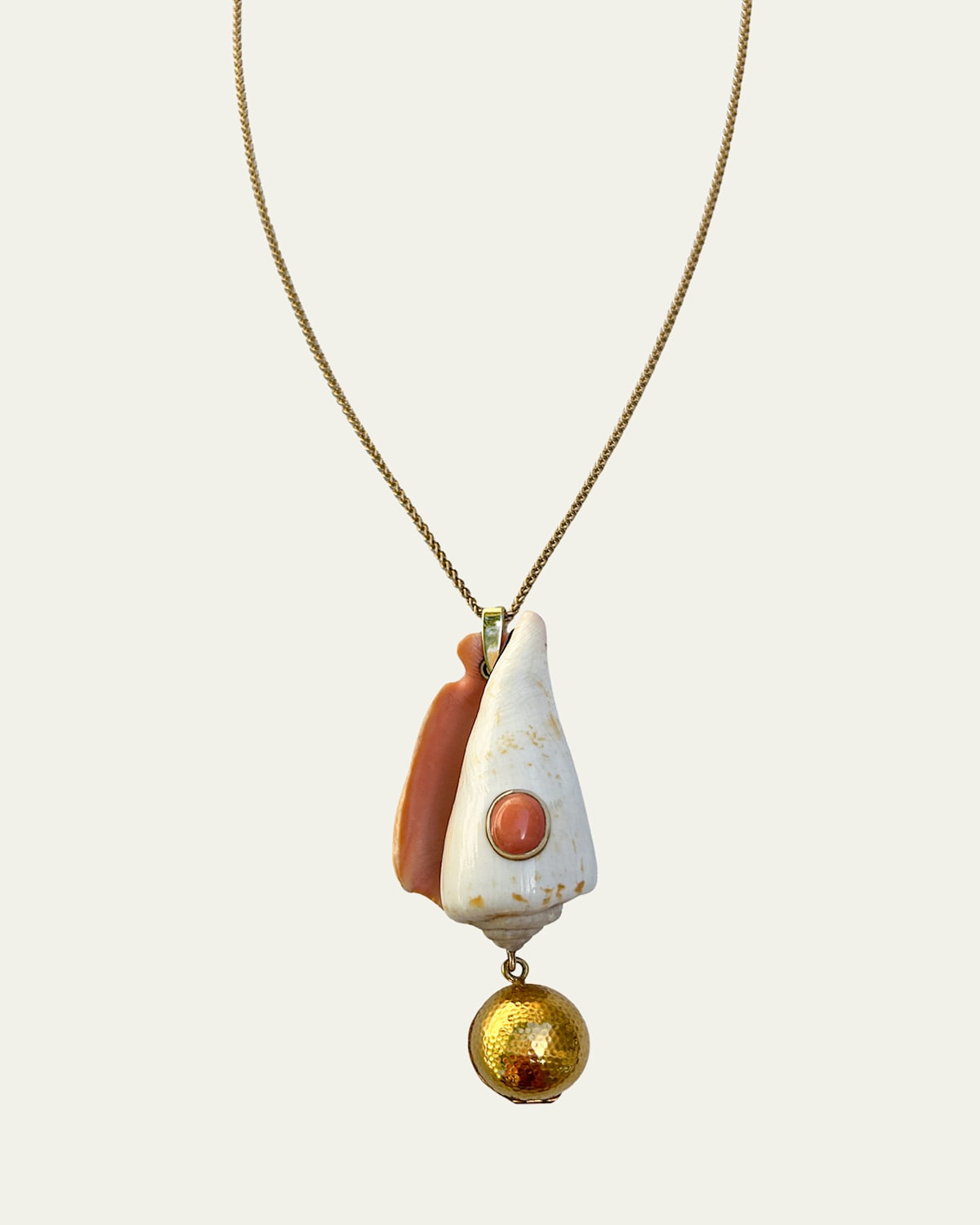 14K Shell and Coral Keepsake Necklace