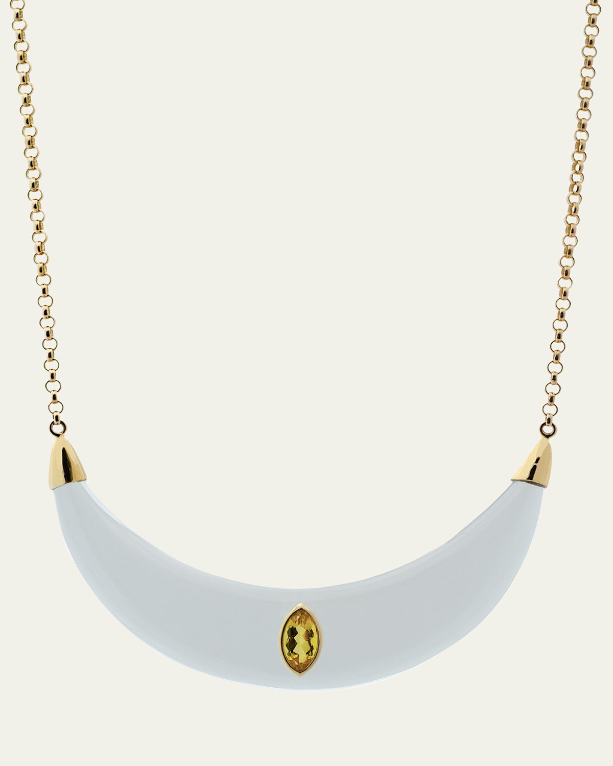 18K Rock Crystal and Citrine Moon Necklace