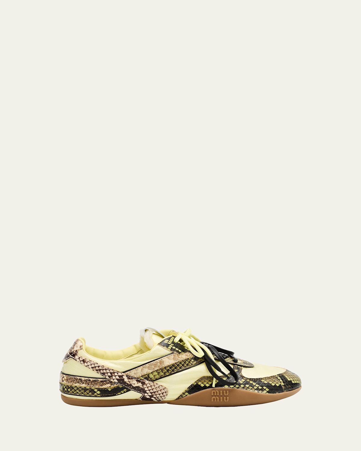 Miu Miu Gymnasium Technical Fabric And Python Low-top Sneakers