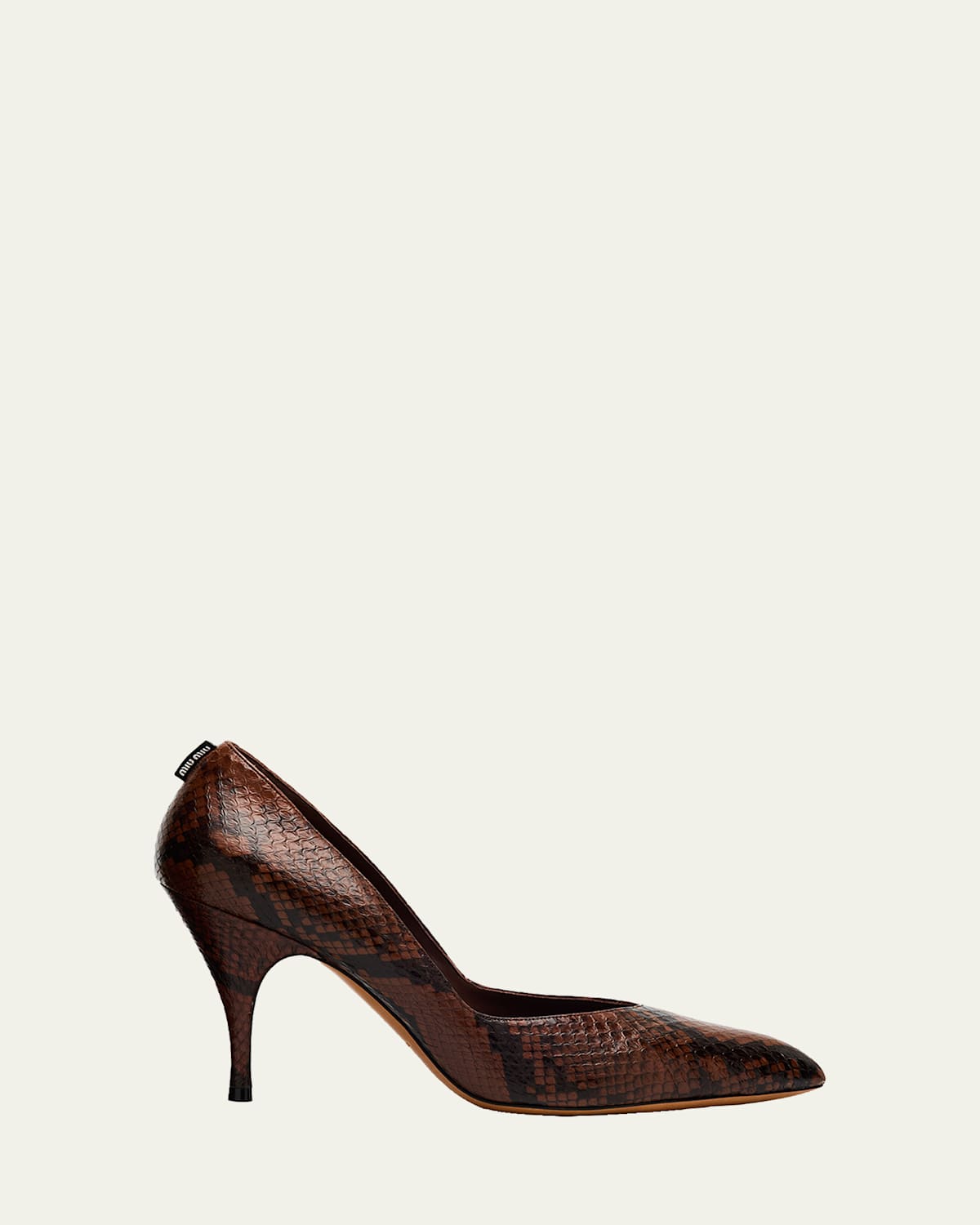 Miu Miu Python-printed Leather Pumps In Brown