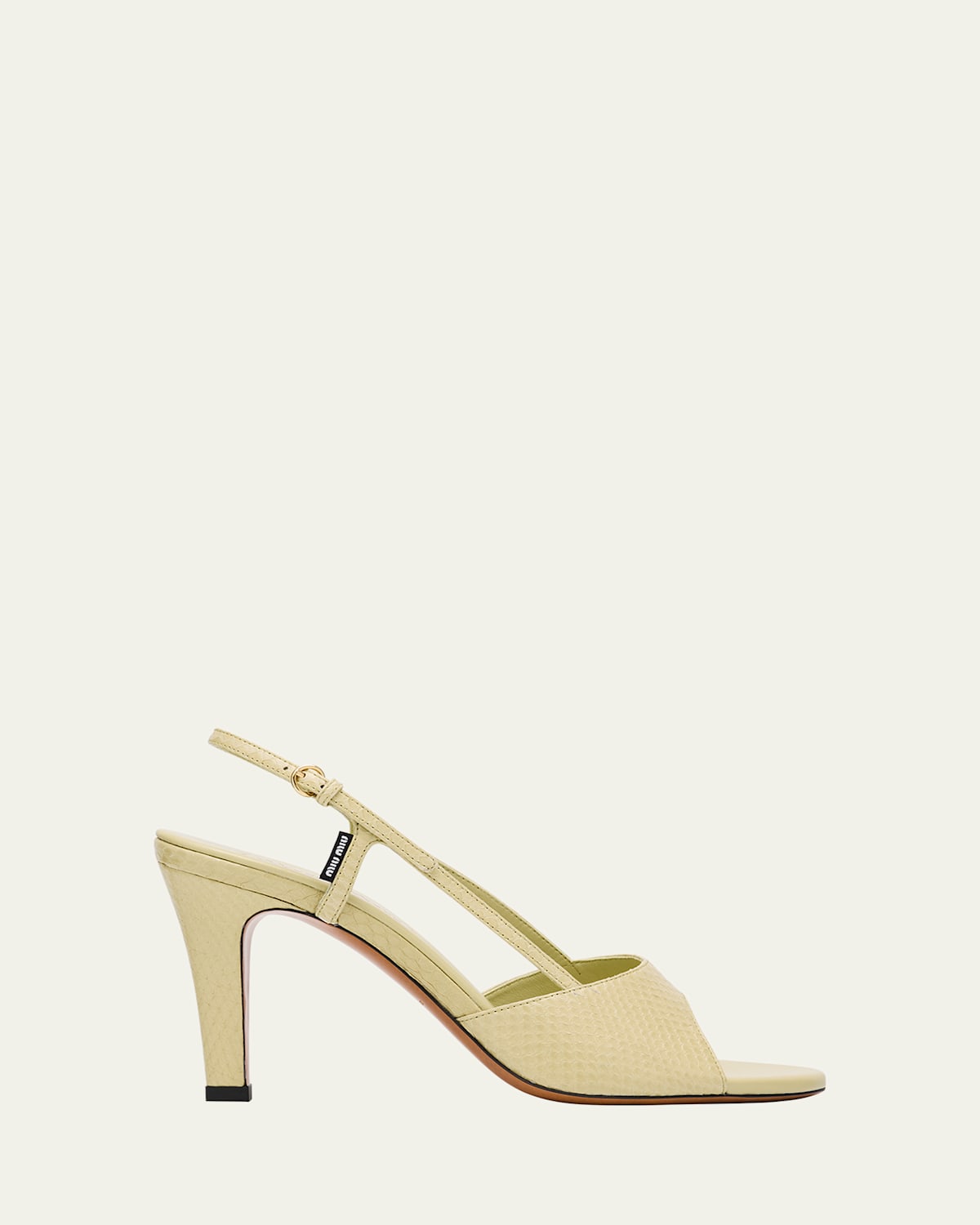 Miu Miu Ayer Snake Slingback Sandals In Neutral