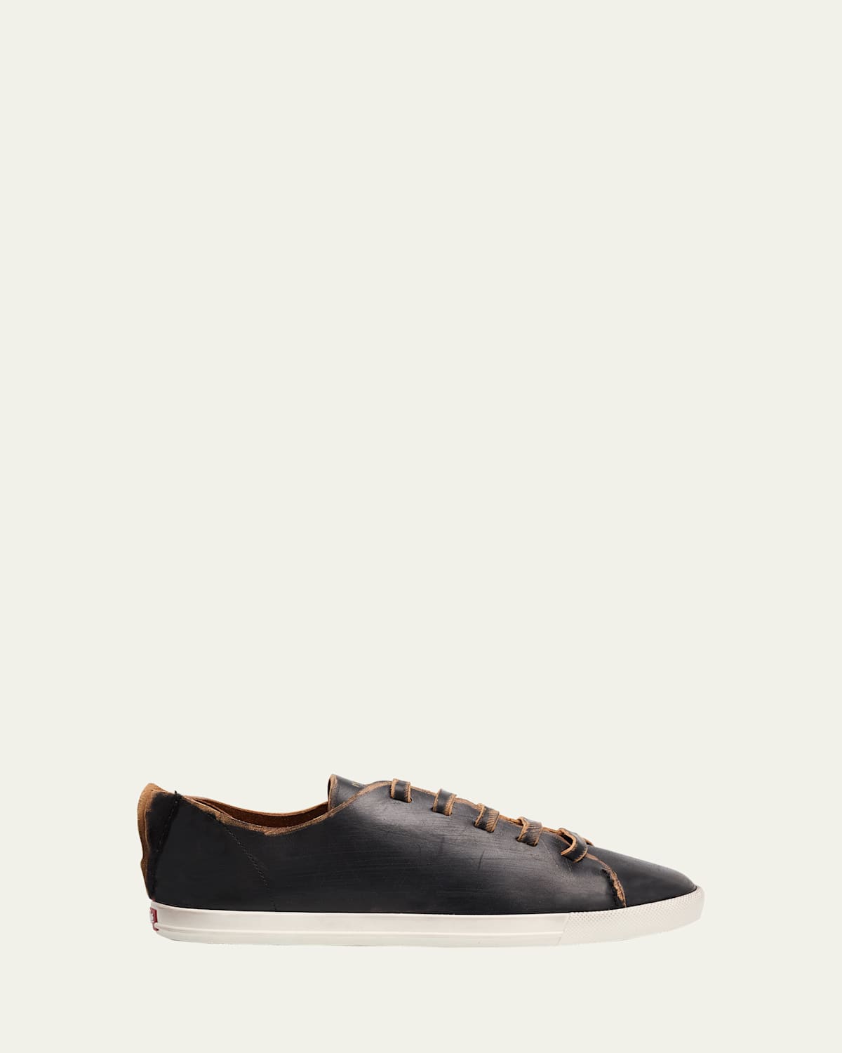 Prada Distressed Low-top Leather Sneakers In Black