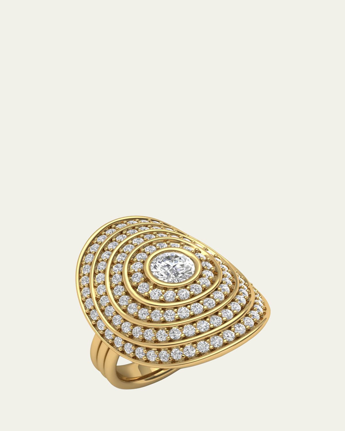 Universum 18K Pave Ring with Center Diamond