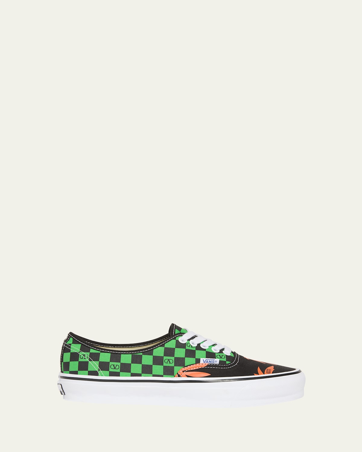 Valentino X Vans Canvas Checkerboard And Palm Leaf Sneakers In Multi