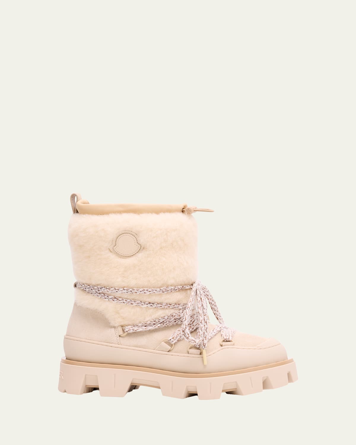 Moncler Peak Apres Suede And Shearling Ankle Boots In Pink
