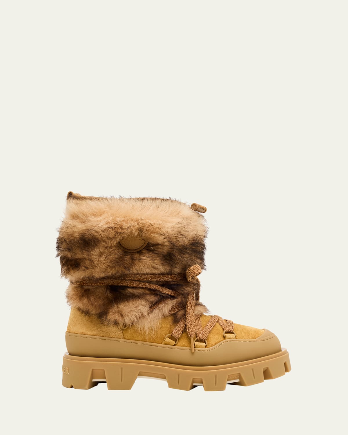 Moncler Peak Apres Suede And Shearling Ankle Boots In Orange