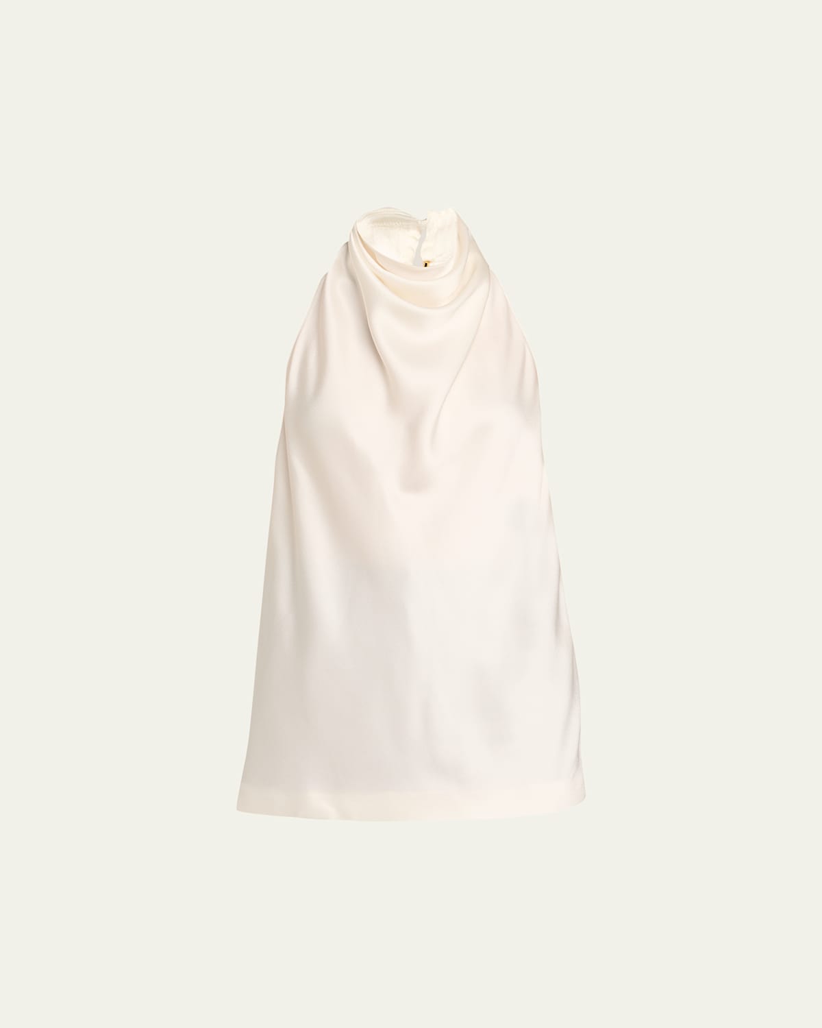 Stella Mccartney Satin Backless Cowl Halter Top In White