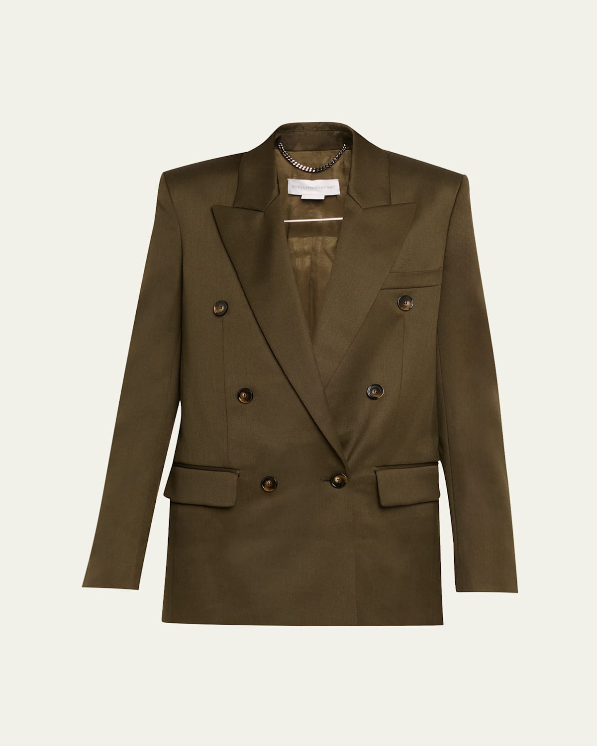 Stella Mccartney Shiny Wool Double-breasted Jacket In Brown