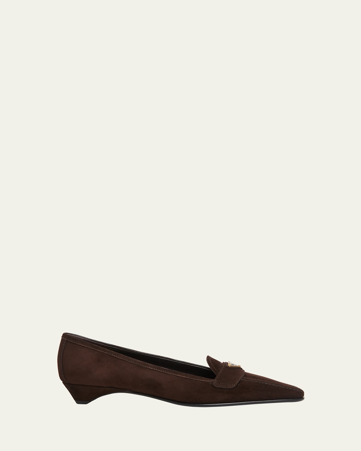 Prada Suede Pointed-toe Loafers In Brown