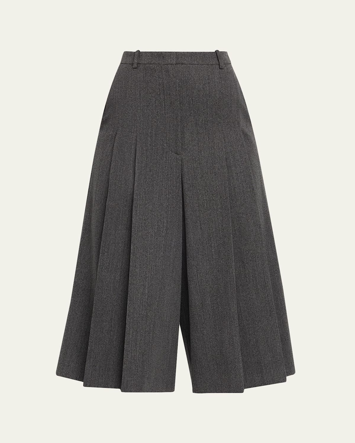 Michael Kors Pleated Twill Wide-leg Culotte Pants In Gray