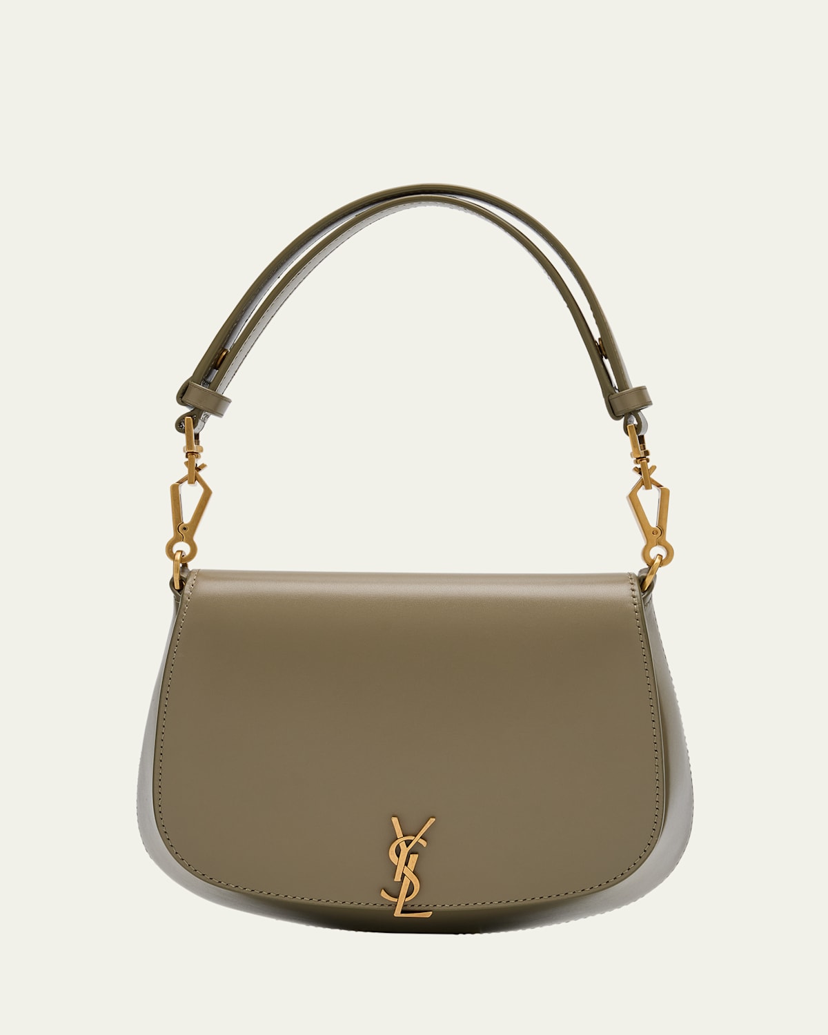 Saint Laurent Ysl Top-handle Bag In Smooth Leather In Green