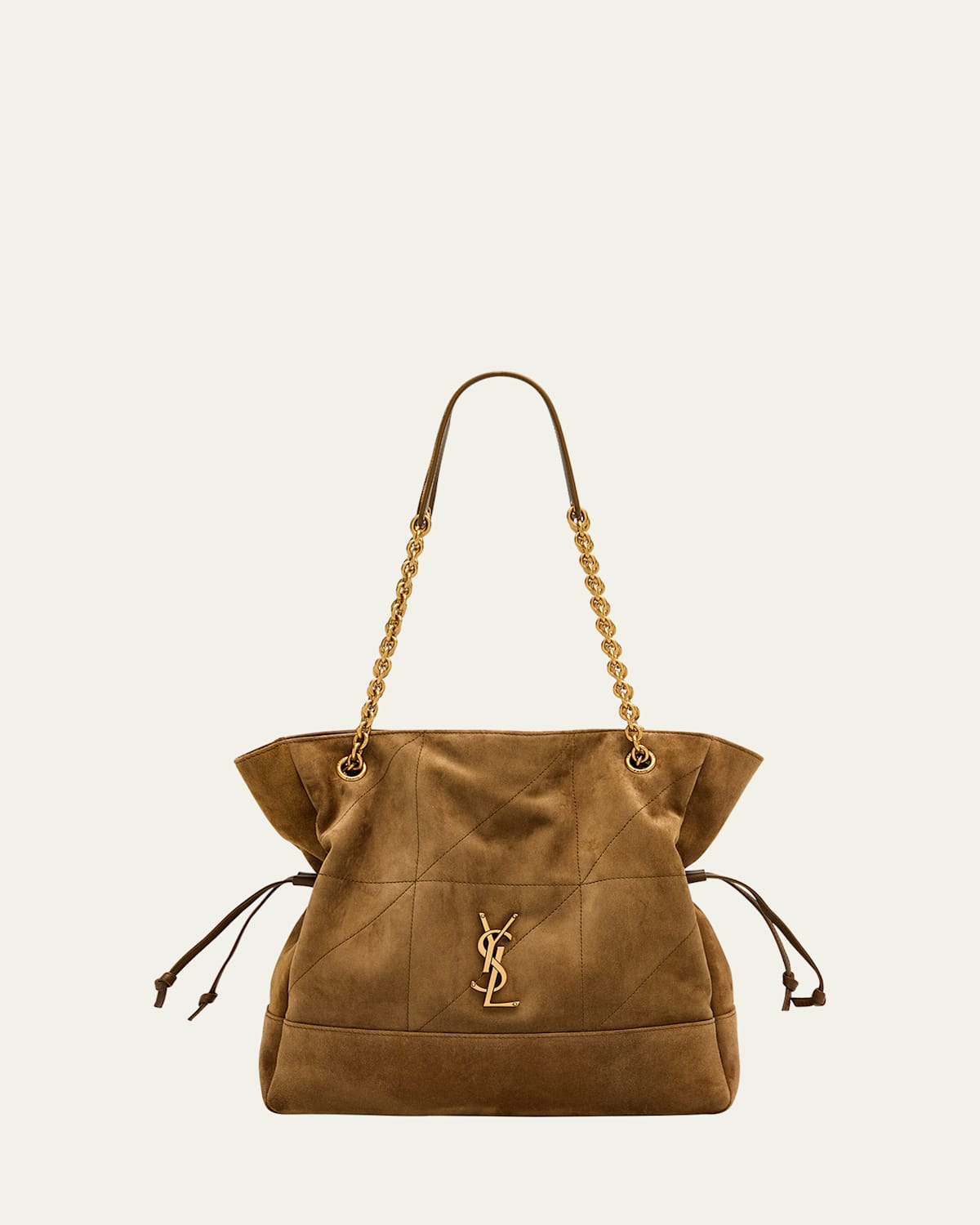 Saint Laurent Jamie 4.3 Medium Ysl Tote Bag In Suede In Green