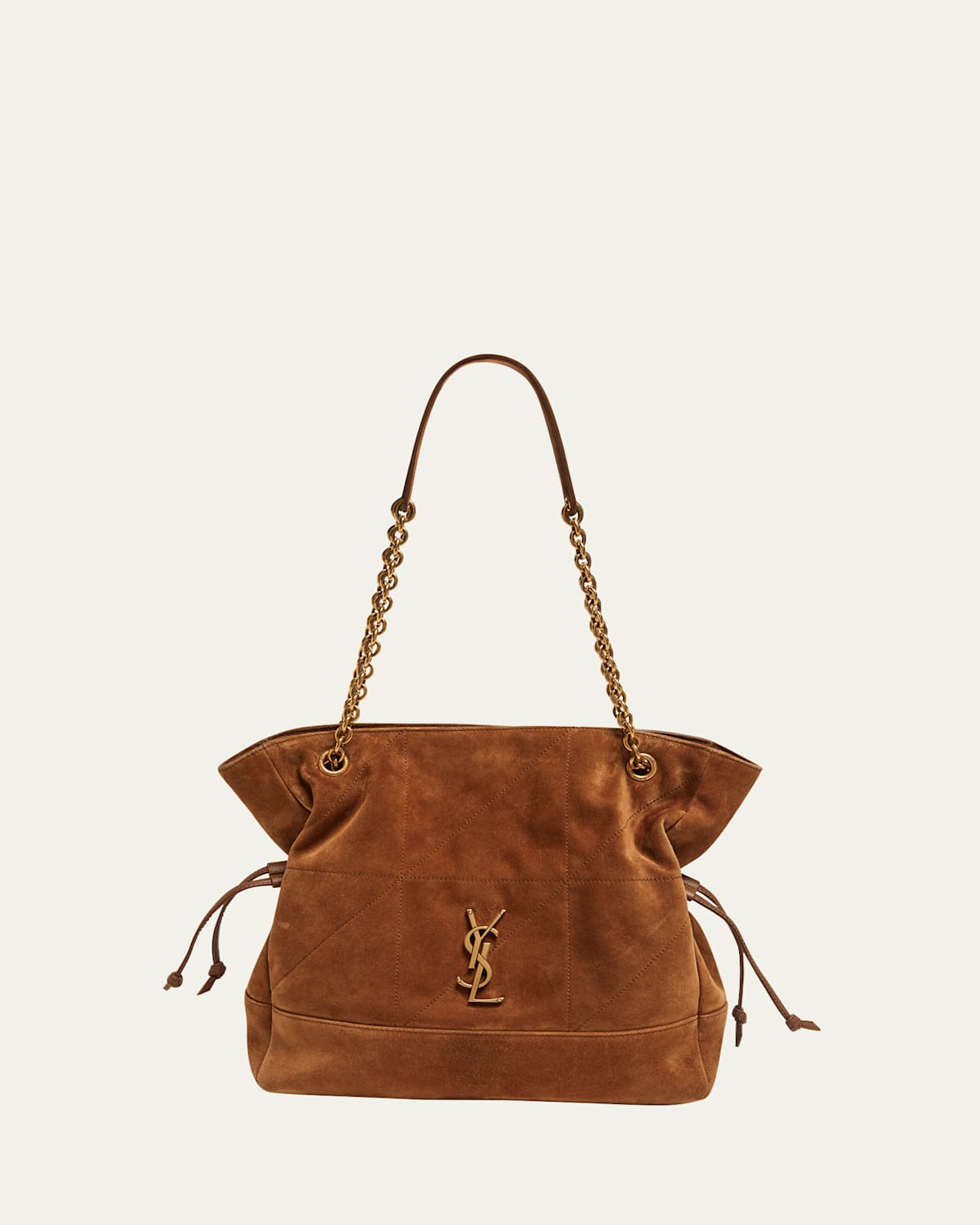 Saint Laurent Jamie 4.3 Medium Ysl Tote Bag In Suede In Brown