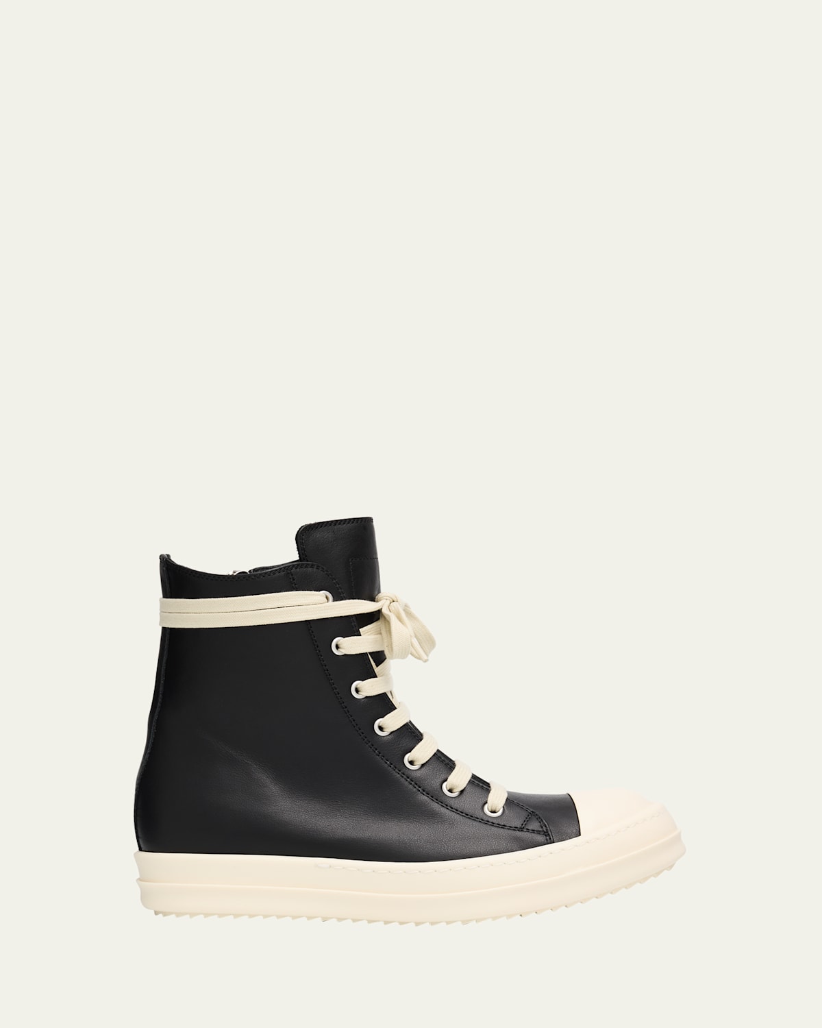 Rick Owens Calf Leather Cap Toe High-top Sneakers In Black